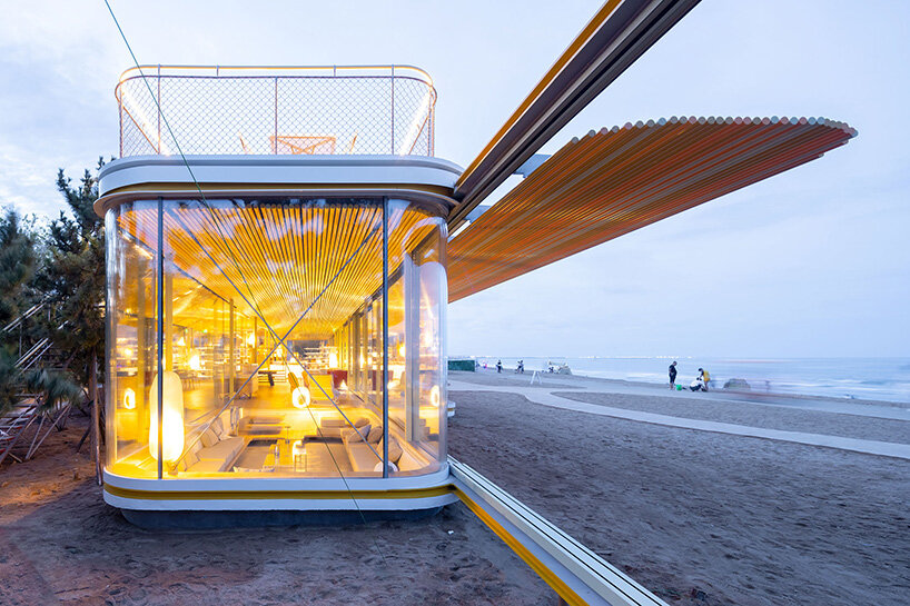 selgascano composes transparent seaside café from three parallel glass volumes in china