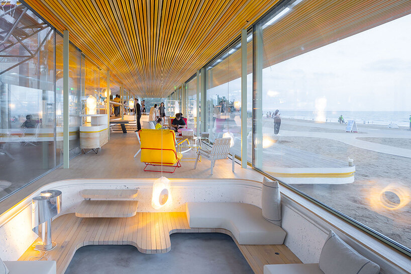 selgascano composes transparent seaside café from three parallel glass volumes in china