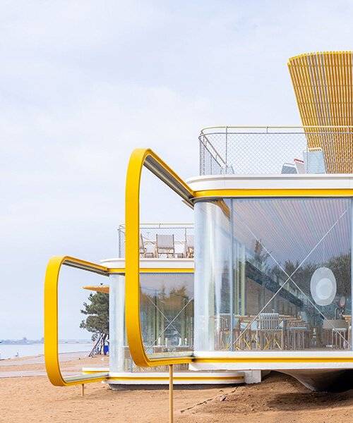 selgascano composes transparent seaside café from three parallel glass volumes in china