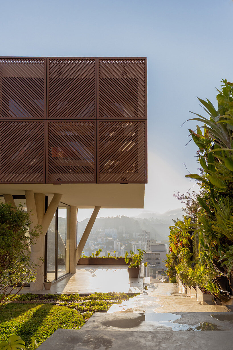 TETRO elevates house on concrete tree-like columns above the hills of belo horizonte, brazil
