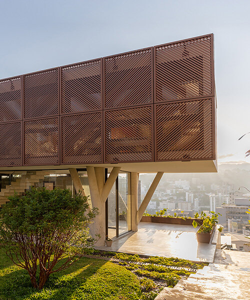 TETRO elevates house on concrete tree-like columns above the hills of belo horizonte, brazil