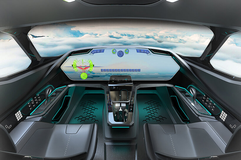 textron aviation's I. P.  proximus cabin reimagines private jet as luxurious digital loft