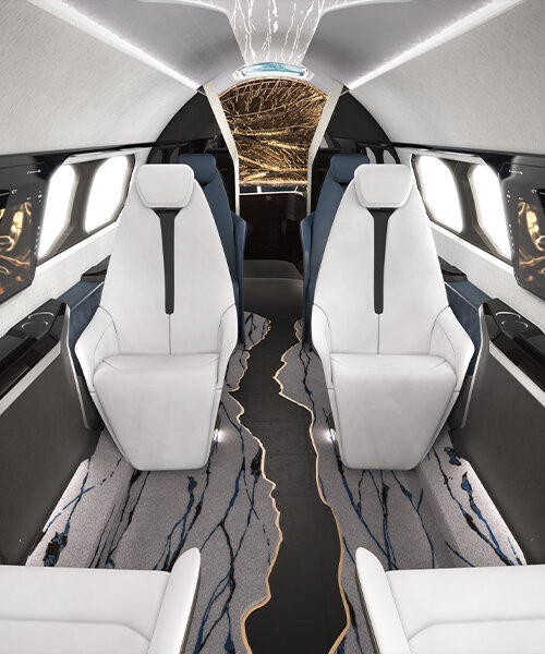 textron aviation's I. P.  proximus cabin reimagines private jet as luxurious digital loft