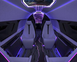 textron aviation's I. P.  proximus cabin reimagines private jet as luxurious digital loft