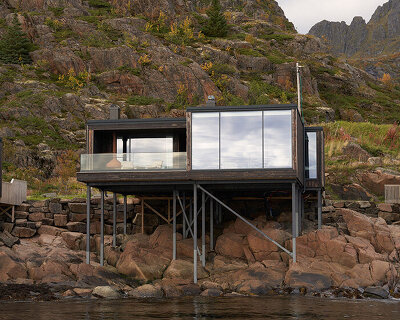 vipp's newest lofoten guesthouse is designed like a norwegian fishing cabin on stilts