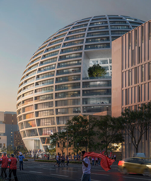 spherical and monumental 'grand ballroom' by MVRDV to land in tirana