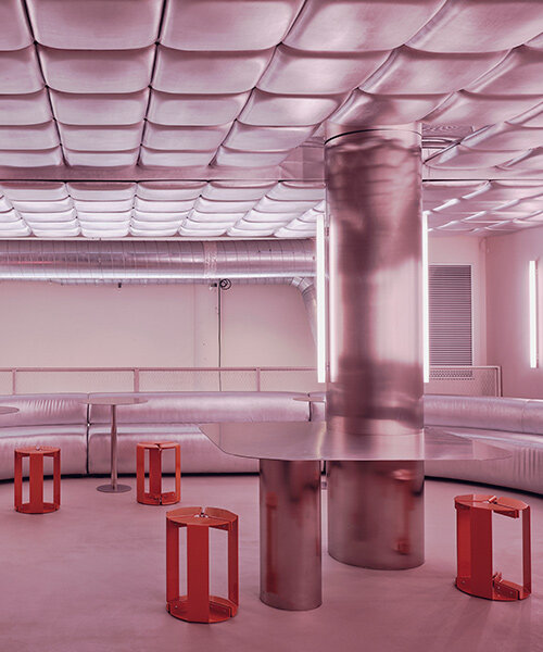 barcelona pasta restaurant 'relleno' opens with puffed, metallic interiors by isern serra