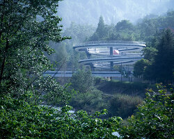 ZZHK architects sculpts spiraling 'G clef bridge' with musical inspirations in chengdu
