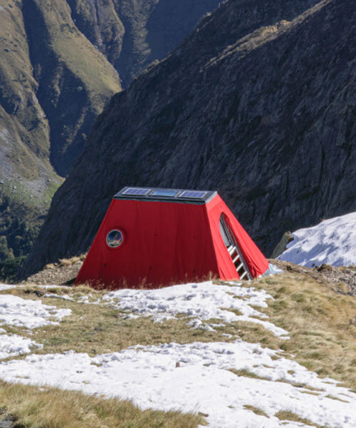 red bivouac shelter in the alps becomes high-altitude base for bergamo's modern art gallery