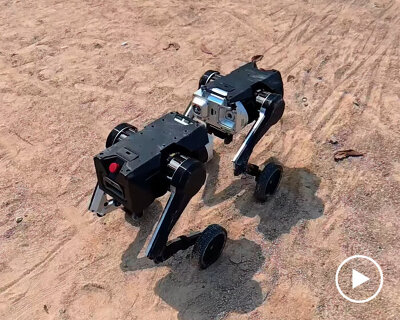 all-terrain modular dog-shaped robot splits in two and rejoins itself again