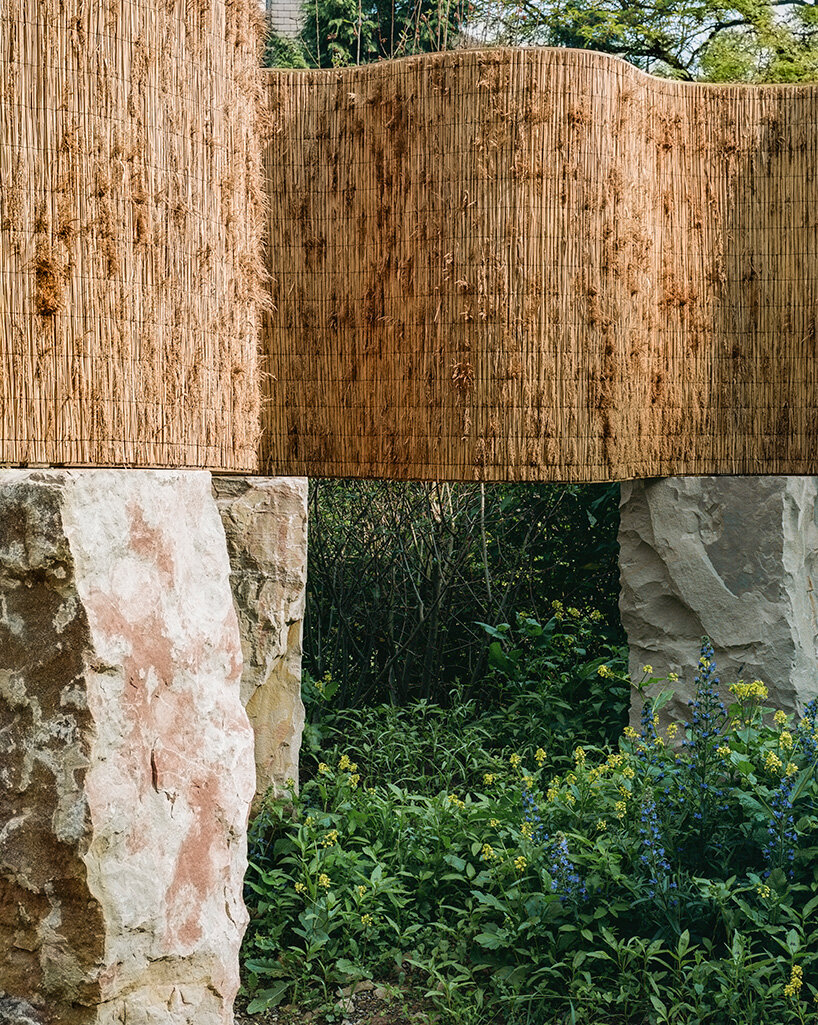 atelier faber stacks reeds over luxembourg sandstone to revive soil porosity on old well site