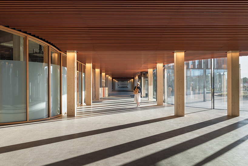 BIG's timber 'snakes' rise as skypark business center nears completion in luxembourg