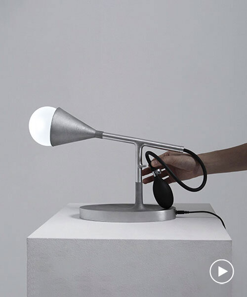 interactive lighting series uses air pressure to activate inflating lamp structures