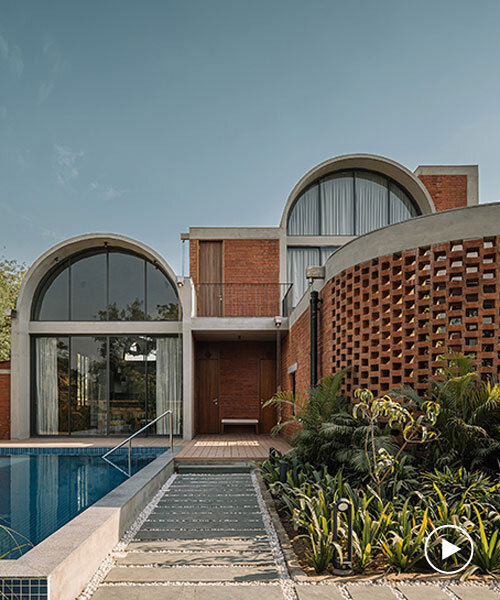interplay of brick and concrete gives shape to three vaults in ahmedabad residence