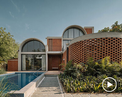 interplay of brick and concrete gives shape to three vaults in ahmedabad residence