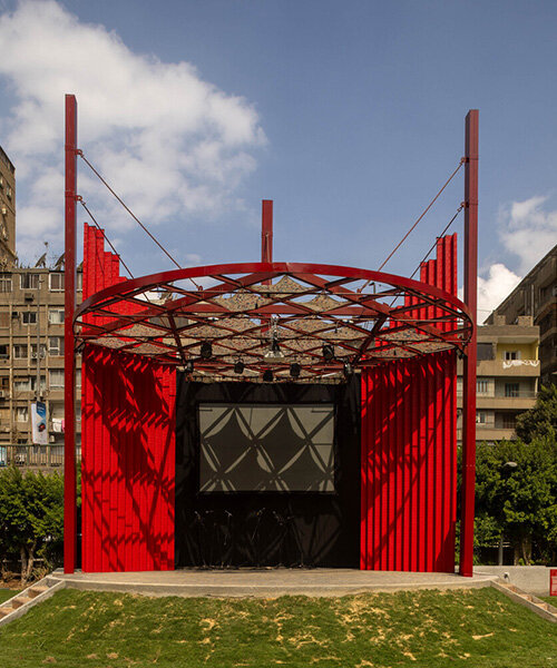bright-red outdoor theater restores community use to cairo park amid loss of green spaces
