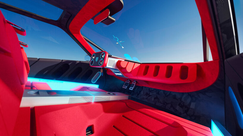 the micro LED screen on the dashboard projects all the driving information onto the front glass