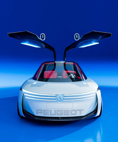 compact polygon-shaped car lights up with animated micro LED screens at front and back
