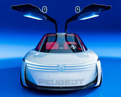 compact polygon-shaped car lights up with animated micro LED screens at front and back