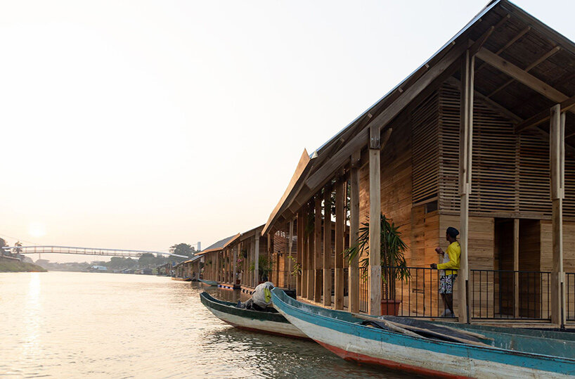 Comunidad flotante del futuro natural.