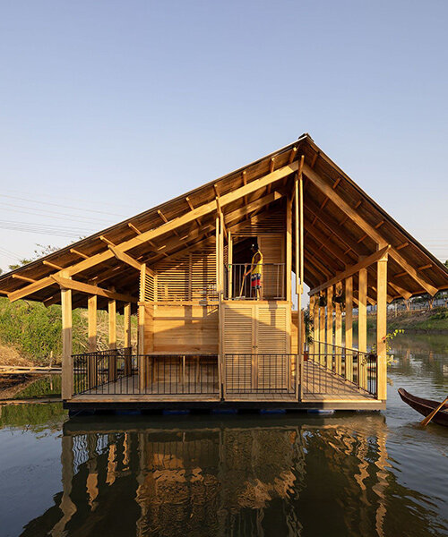 natura futura restores floating neighborhood of seven 'raft' houses in ecuador
