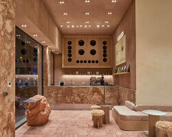 el departamento's pink marble-clad HOFF flagship reinterprets historic madrid boulevard