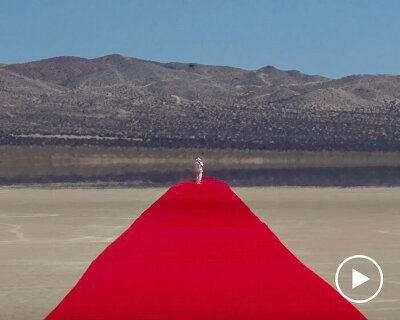 one-kilometer red line land art installation by gregory orekhov spans across california desert