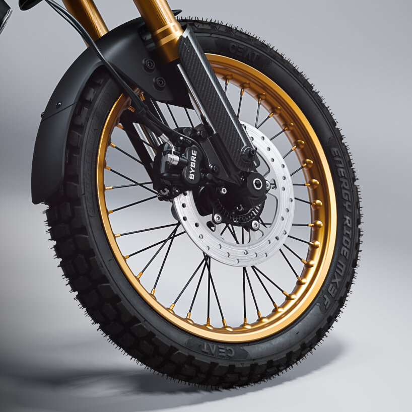 detailed view of the front tire