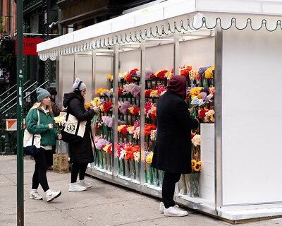 Cj hendry mimics NYC flower stands with her first permanent shop in soho