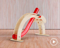 wooden boccia ramp encourages inclusive play for children with and without disabilities