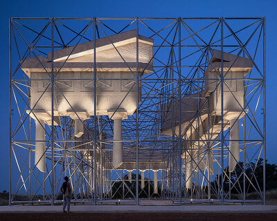 inverse ruin: gijs van vaerenbergh suspends archaic temple remains in southern italy