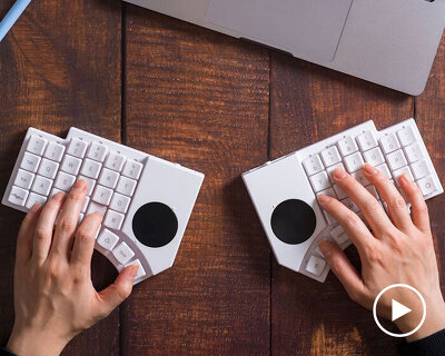 split ergonomic keyboard Go60 enables compact, travel-ready workstation