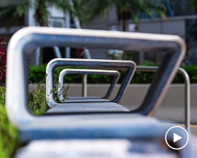 helical urban furniture made from upcycled surgical masks runs along hong kong’s lost coast