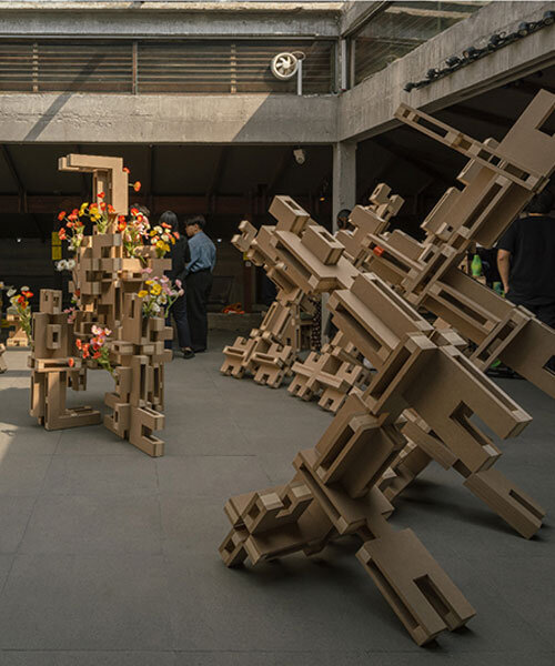 HXL tool-less modular system reconfigures from exhibition sculpture into adaptable furniture