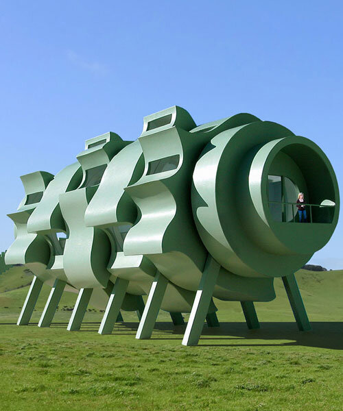 five rotating modules reconfigure to form interactive segmented house of the future