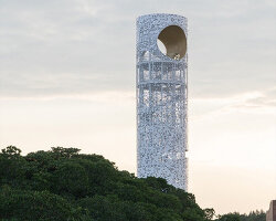 SCUT punctuates vast mangrove forest in china with perforated lunar tower