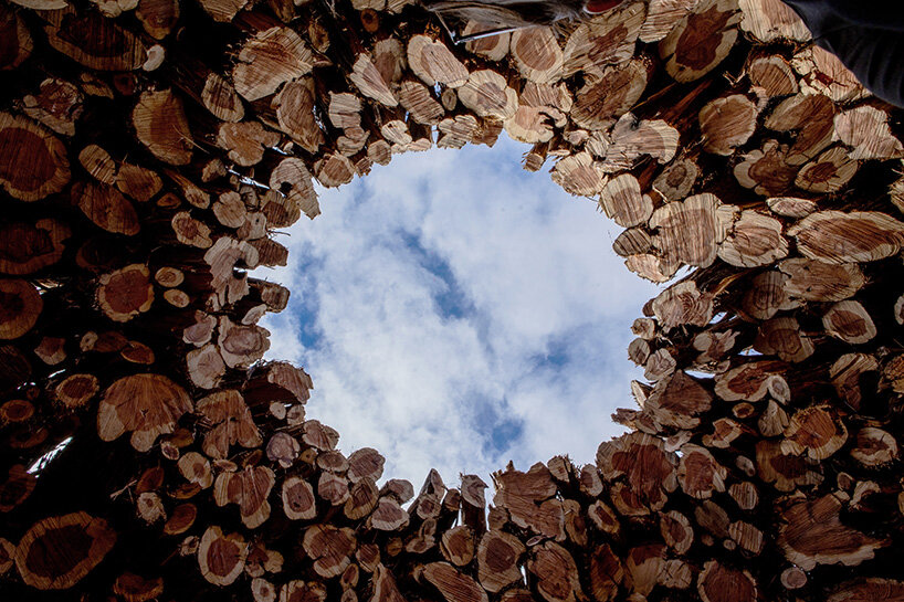 nomad studio's charred juniper ring marks the scar of a wildfire in northern spain