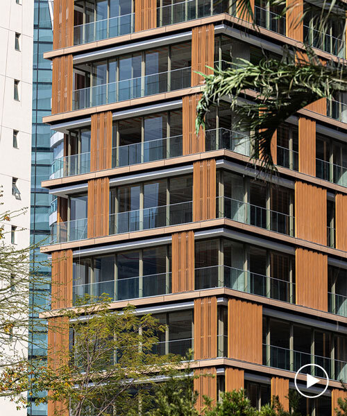 kinetic wooden panels run across residential tower's facade by perkins&will in são paulo