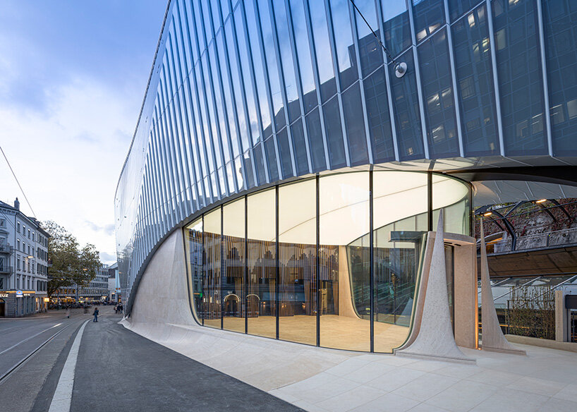 santiago calatrava sculpts haus zum falken in zurich with folded glass facade