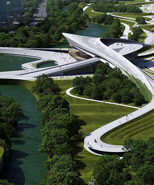 snøhetta sculpts hangzhou's riverfront art museum to mimic shifting tides