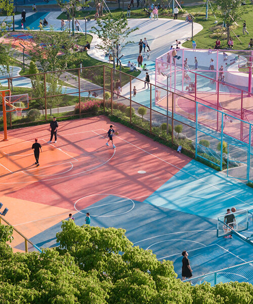 rippling fabric inspired this vibrant sports park by chinese design studio SoBA