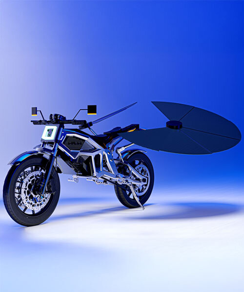 self-charging solar motorcycle by MASK architects frees riders from fuel and power networks