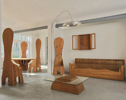 mario ceroli's de chirico-inspired furniture creates a 'domestic theater' at carrozzeria900