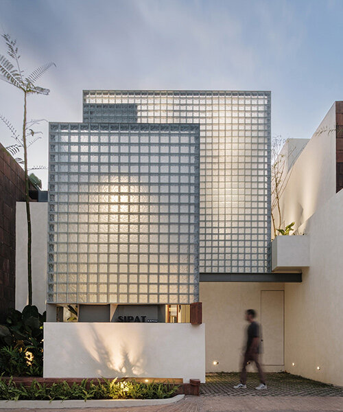 glowing glass block facades front arkana architects' 'villa sipat & sauh' in bali