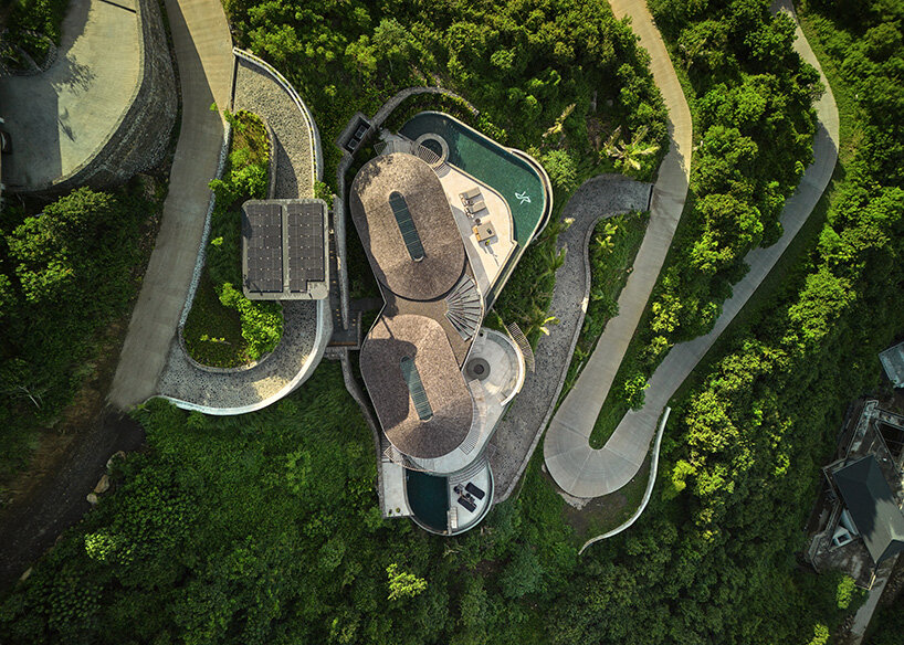 alexis dornier traces circles and tangents to shape steep hillside house in indonesia