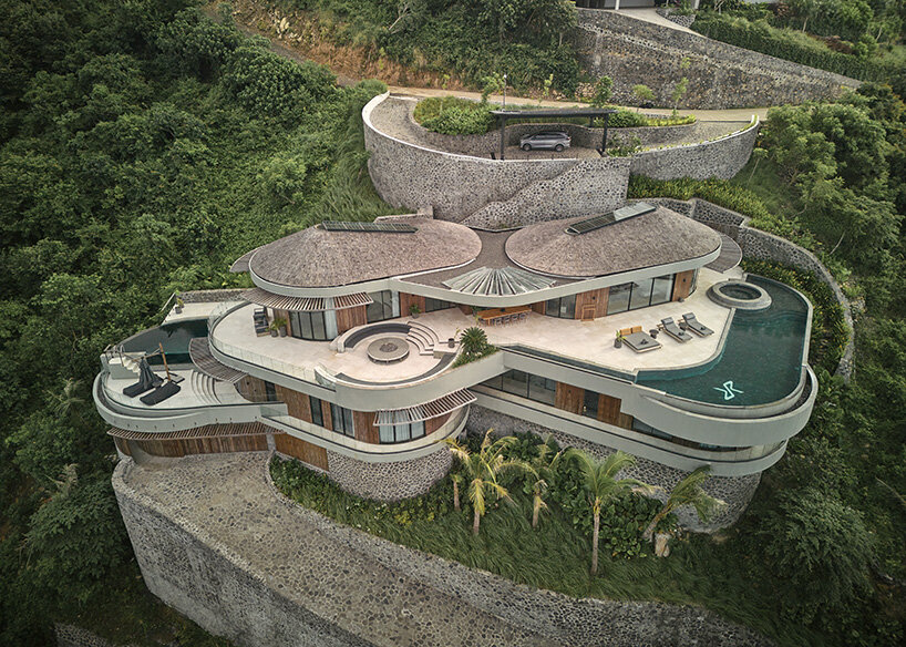 alexis dornier traces circles and tangents to shape steep hillside house in indonesia