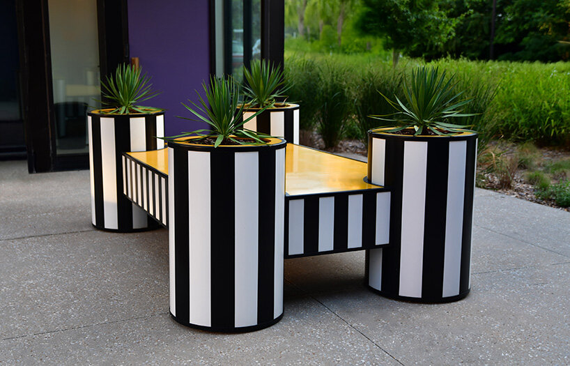 camille walala scatters sculptural benches animated by color and pattern in arkansas