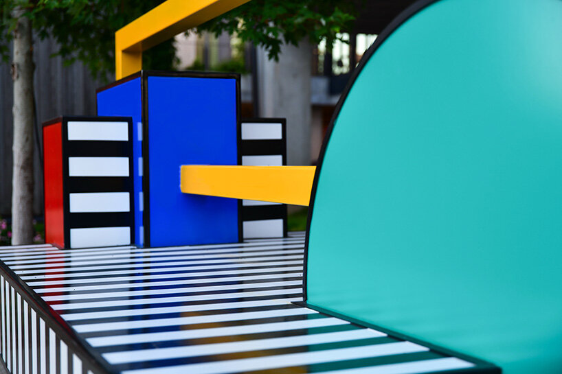 camille walala scatters sculptural benches animated by color and pattern in arkansas