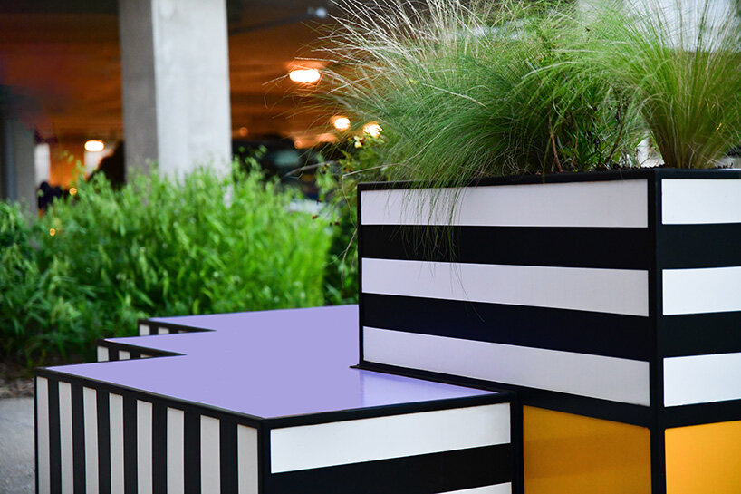 camille walala scatters sculptural benches animated by color and pattern in arkansas