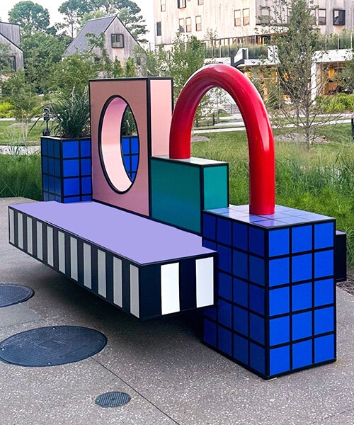 camille walala scatters sculptural benches animated by color and pattern in arkansas